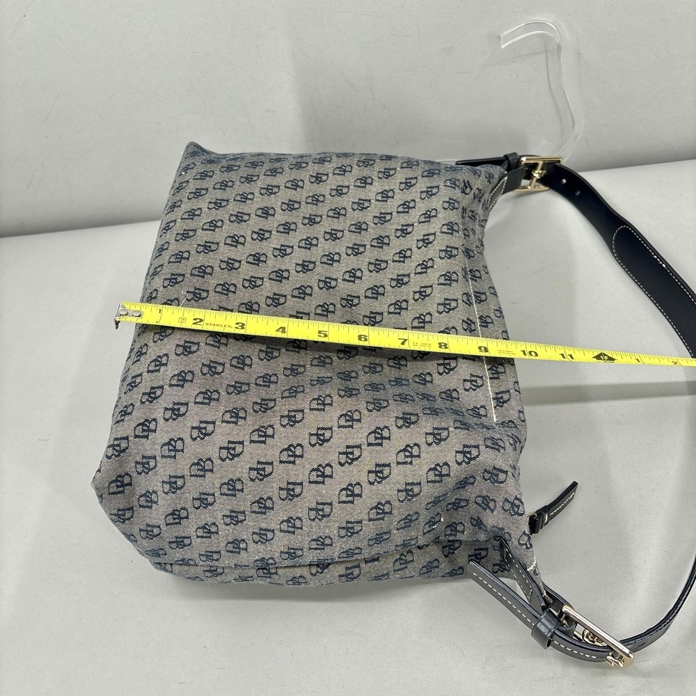 Dooney & Bourke Shoulder Bag Womens Medium Gray Monogram Canvas Leather Zip - Picture 7 of 12